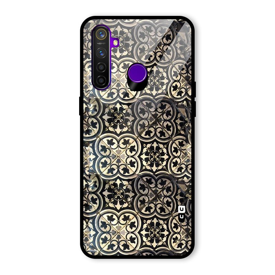 Floral Tile Glass Back Case for Realme 5 Pro