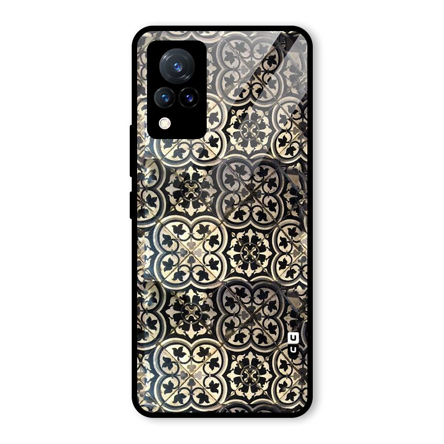 Floral Tile Glass Back Case for Vivo V21 5G