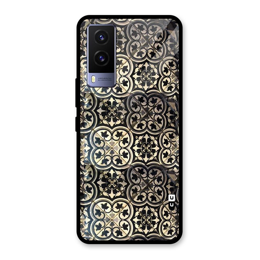 Floral Tile Glass Back Case for Vivo V21e 5G