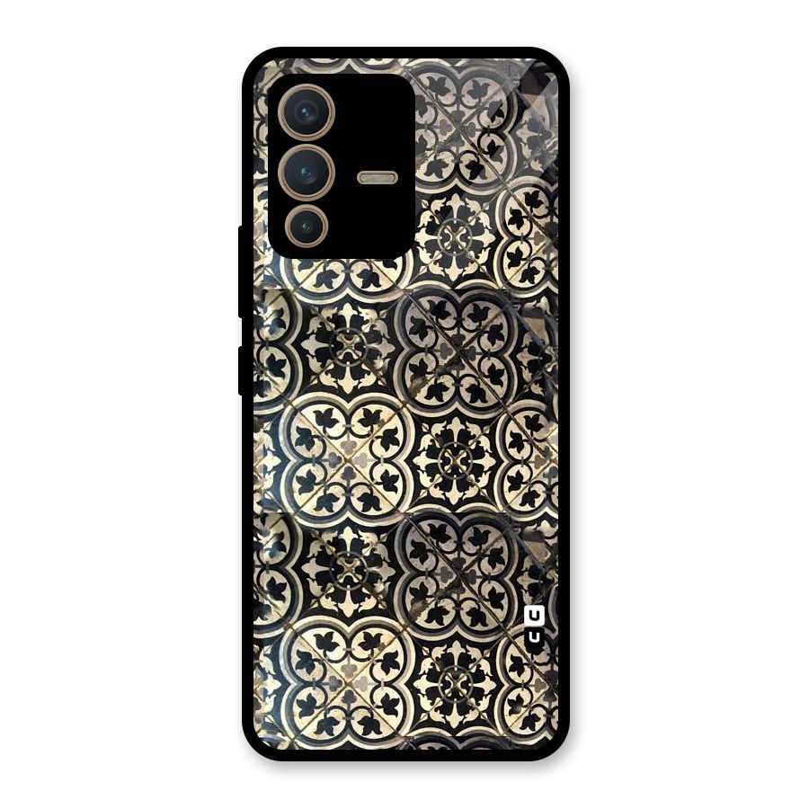 Floral Tile Glass Back Case for Vivo V23 5G