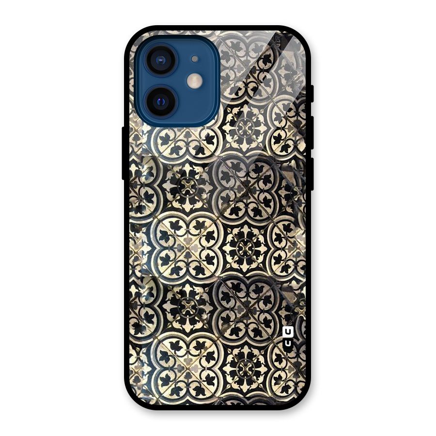 Floral Tile Glass Back Case for iPhone 12 Mini