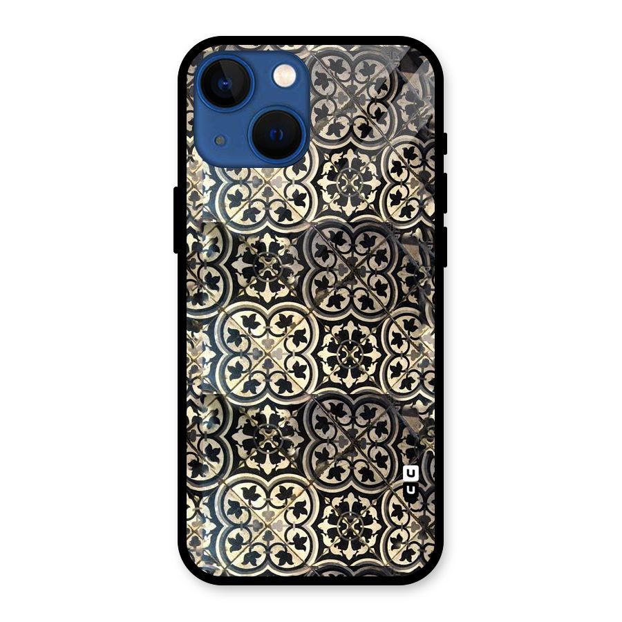 Floral Tile Glass Back Case for iPhone 13 Mini