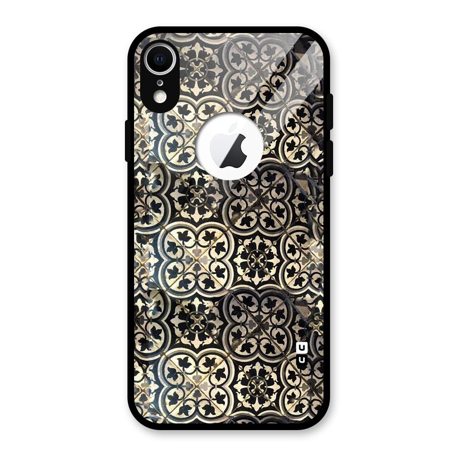 Floral Tile Glass Back Case for iPhone XR Logo Cut