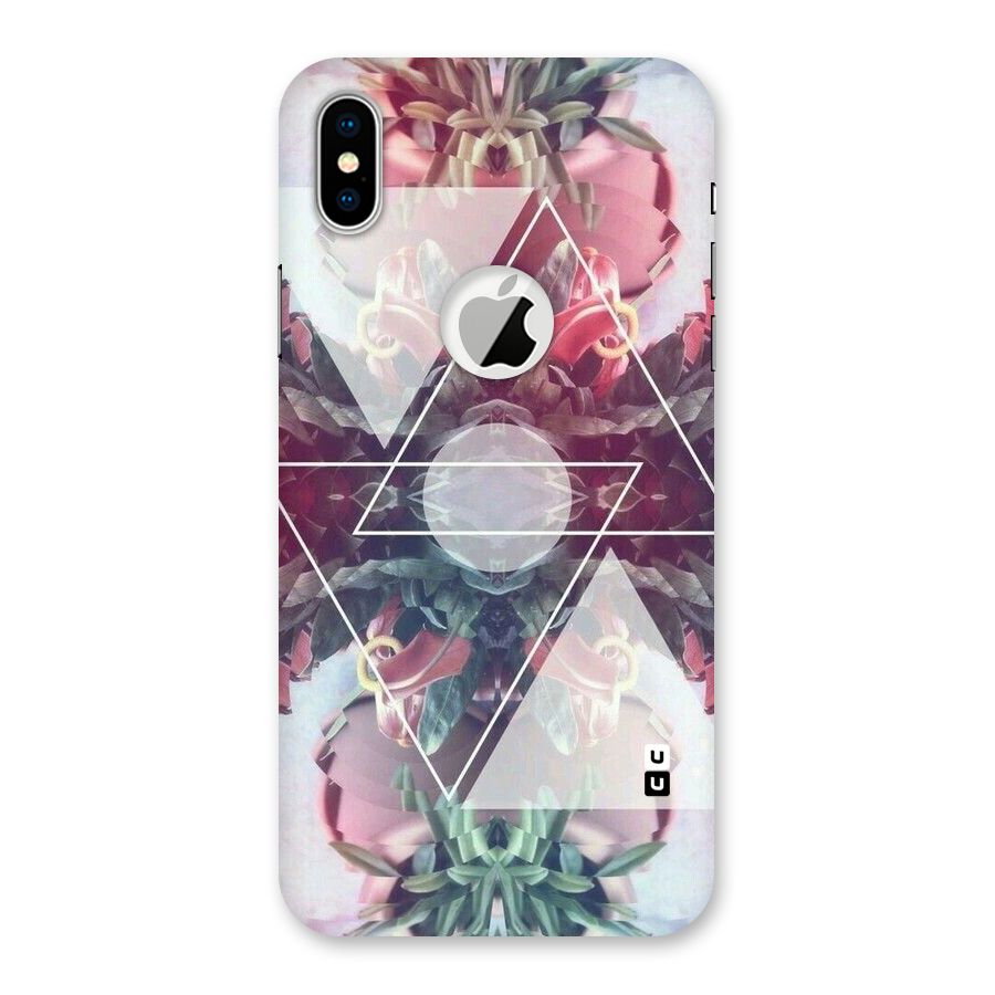 Floral Triangle Back Case for iPhone X Logo Cut
