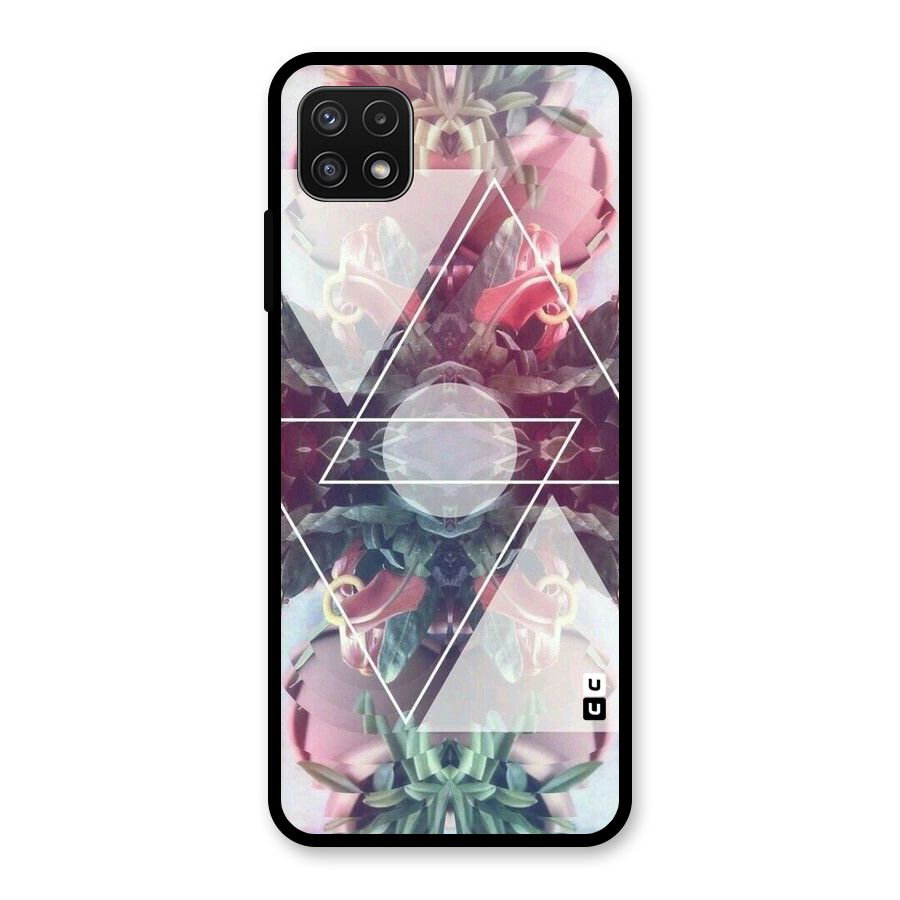 Floral Triangle Glass Back Case for Galaxy A22 5G