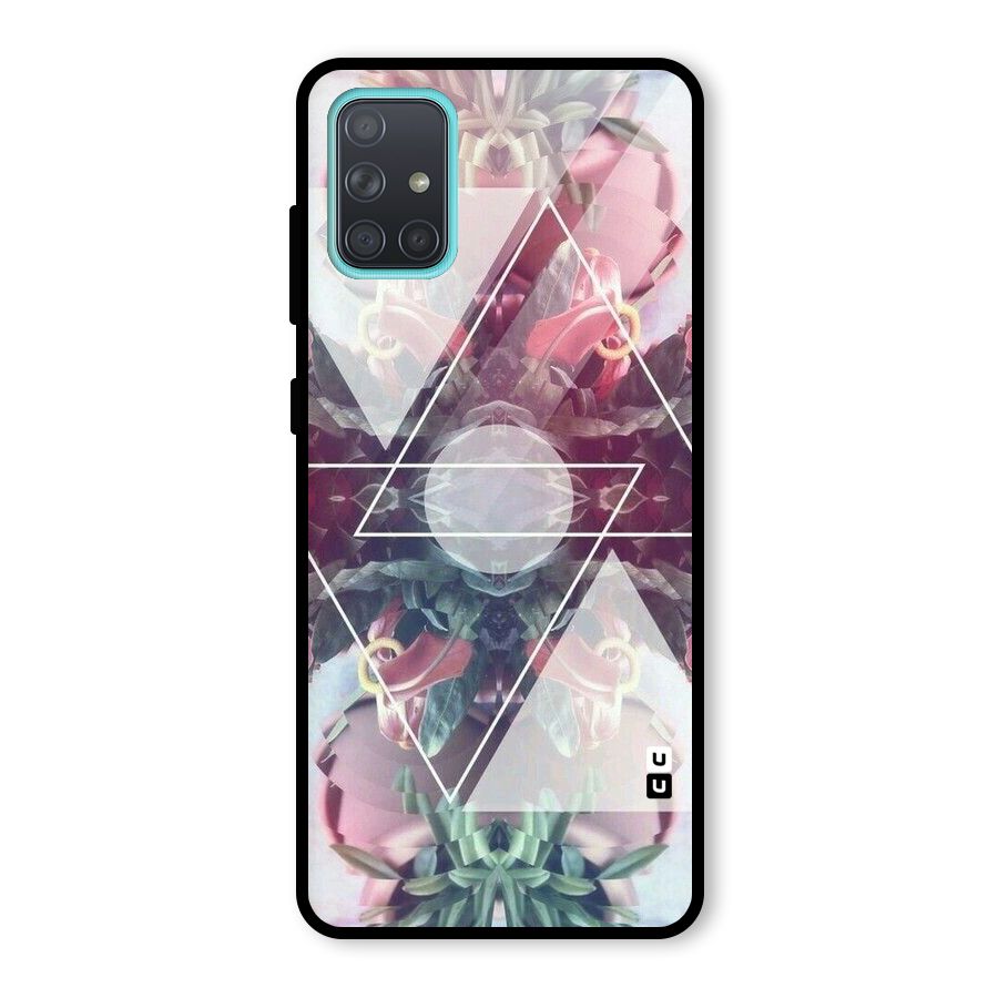 Floral Triangle Glass Back Case for Galaxy A71