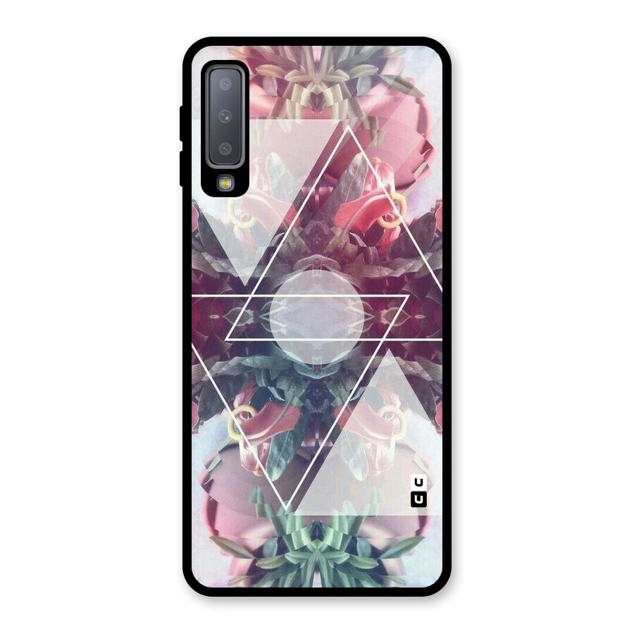 Floral Triangle Glass Back Case for Galaxy A7 (2018)