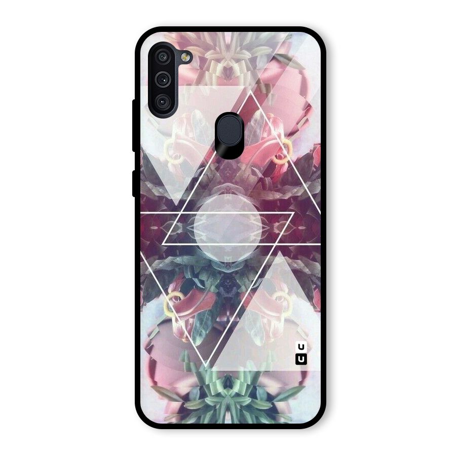 Floral Triangle Glass Back Case for Galaxy M11