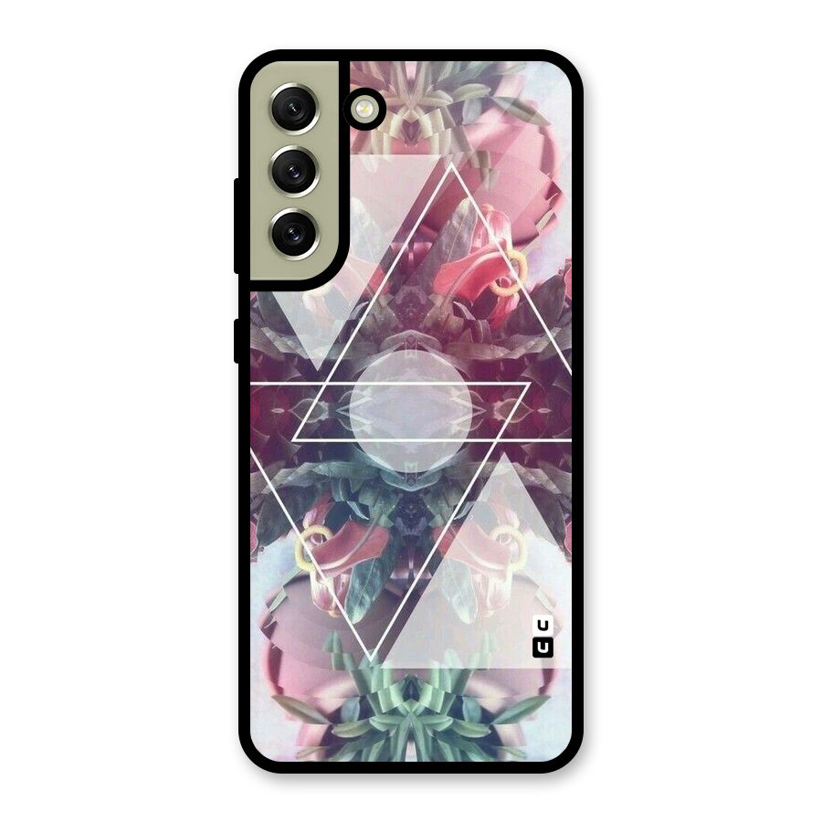 Floral Triangle Glass Back Case for Galaxy S21 FE 5G