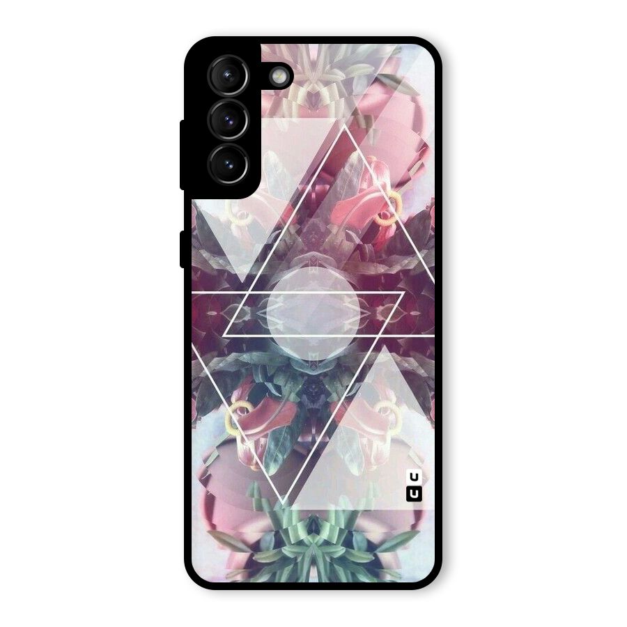 Floral Triangle Glass Back Case for Galaxy S21 Plus