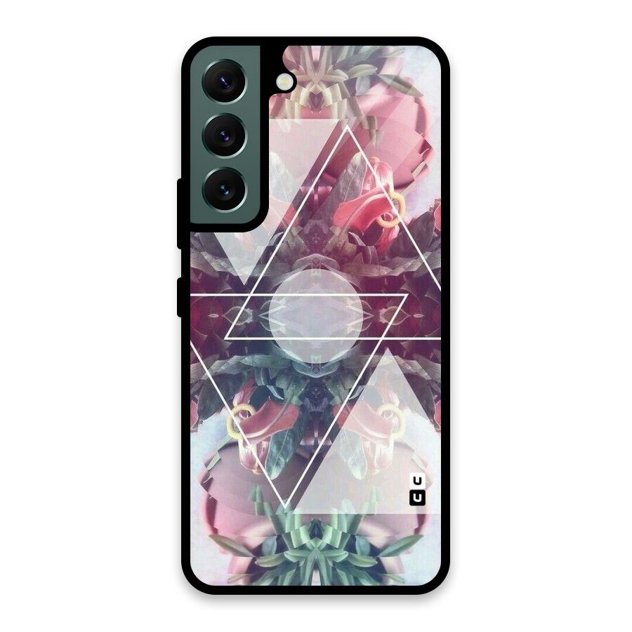 Floral Triangle Glass Back Case for Galaxy S22 5G
