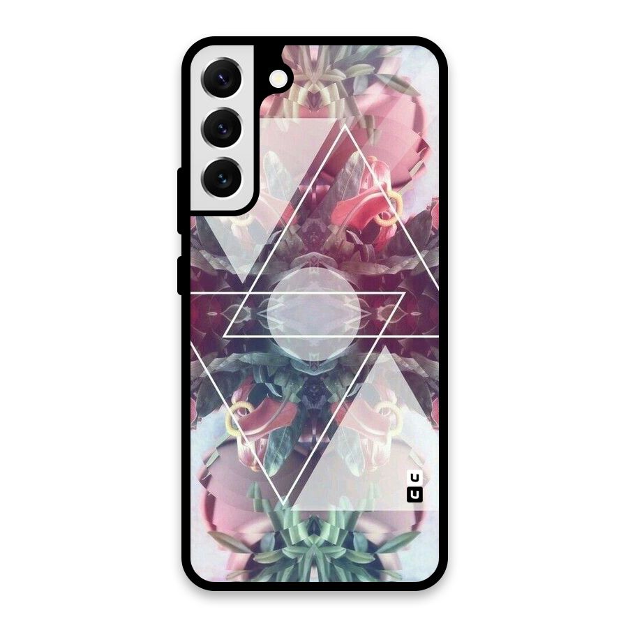 Floral Triangle Glass Back Case for Galaxy S22 Plus 5G