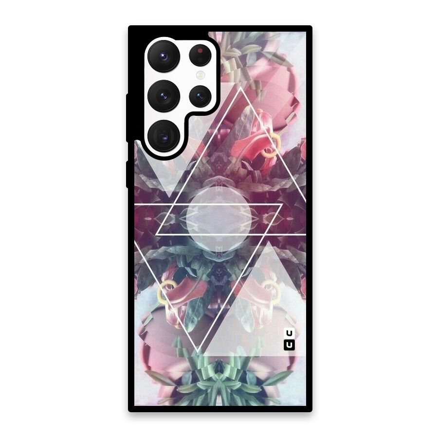 Floral Triangle Glass Back Case for Galaxy S22 Ultra 5G