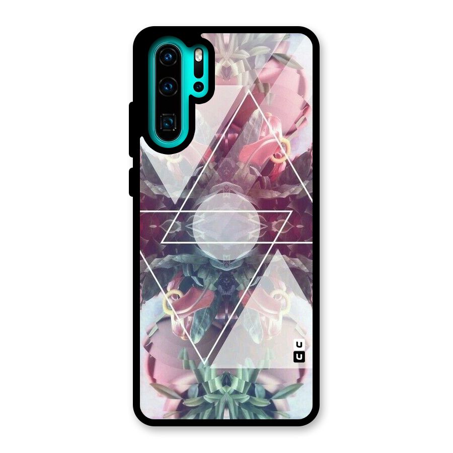 Floral Triangle Glass Back Case for Huawei P30 Pro