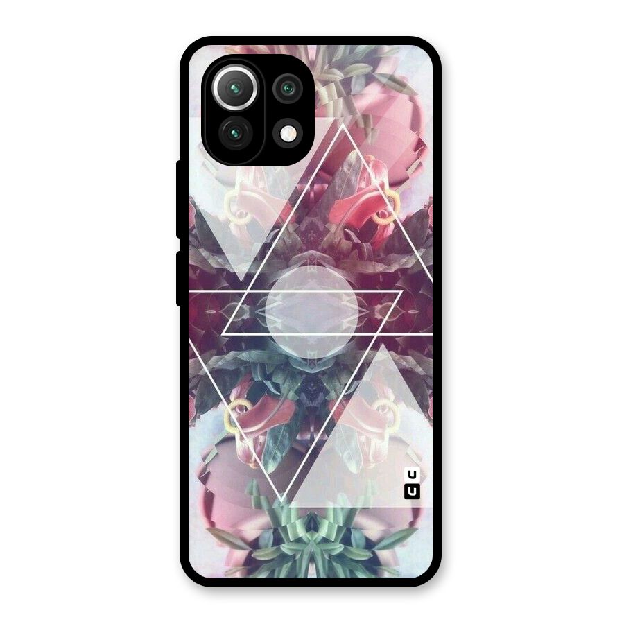 Floral Triangle Glass Back Case for Mi 11 Lite