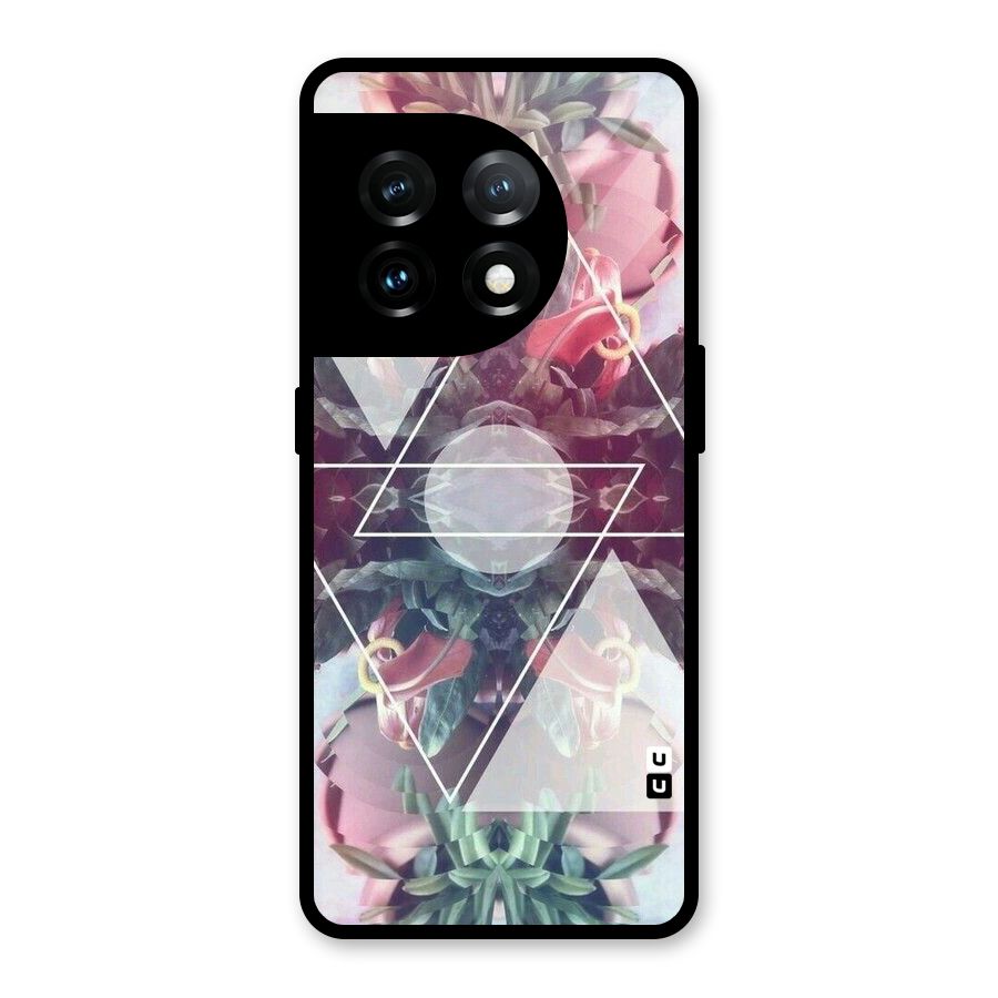Floral Triangle Glass Back Case for OnePlus 11