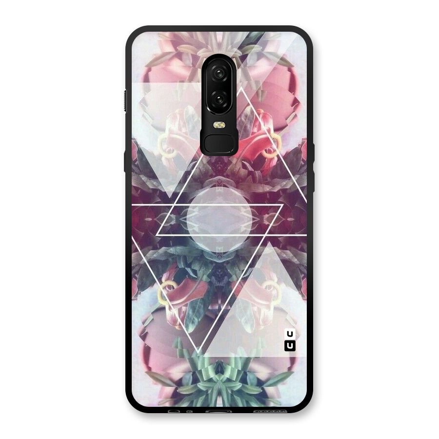 Floral Triangle Glass Back Case for OnePlus 6