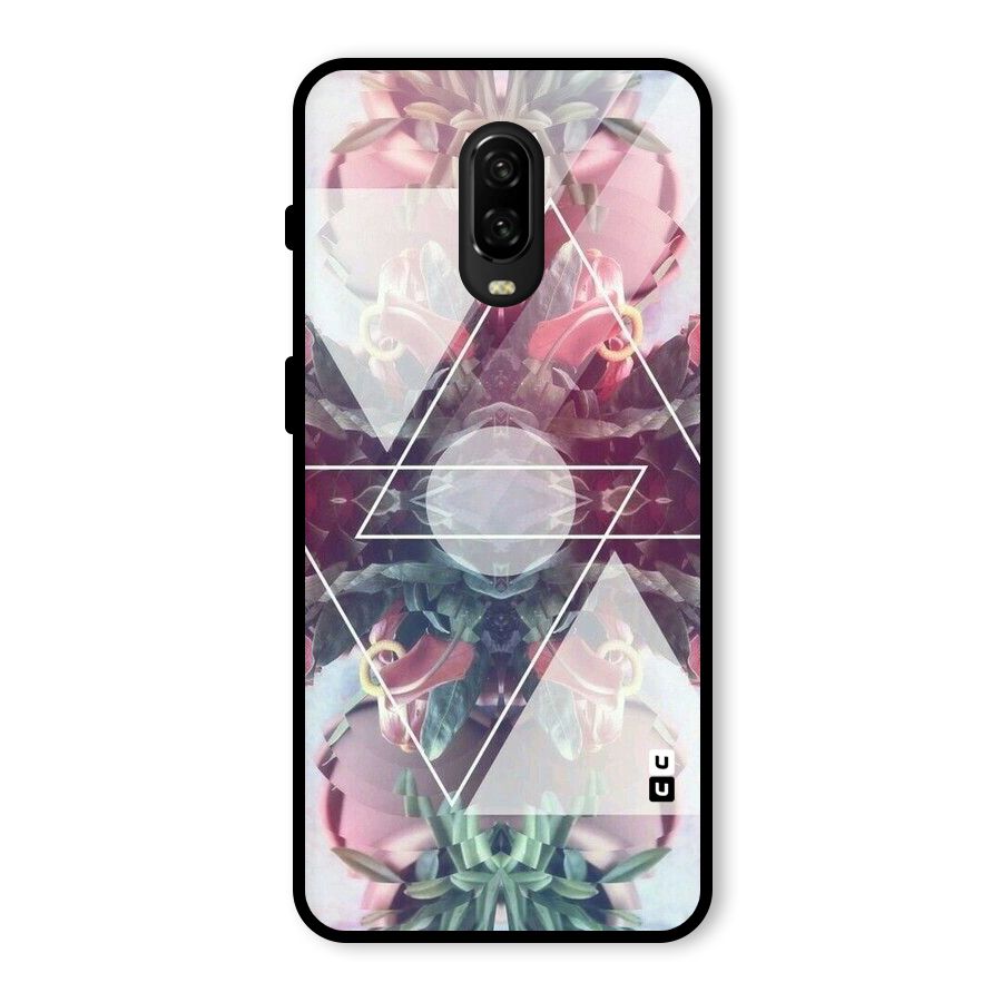 Floral Triangle Glass Back Case for OnePlus 6T