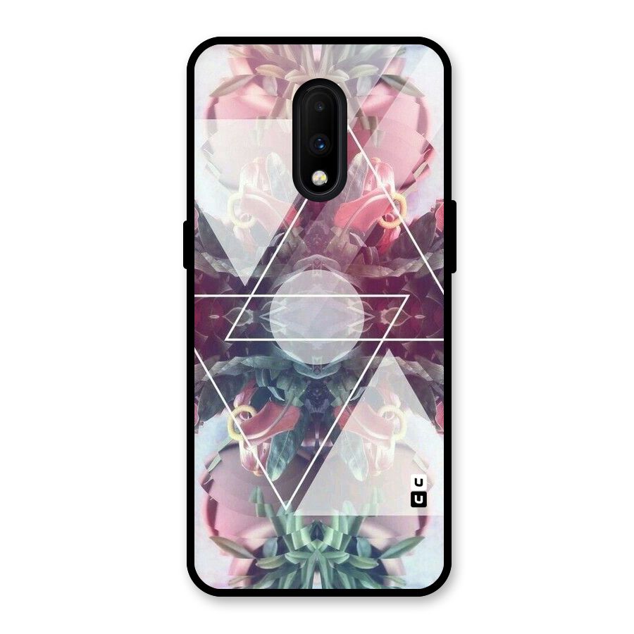Floral Triangle Glass Back Case for OnePlus 7
