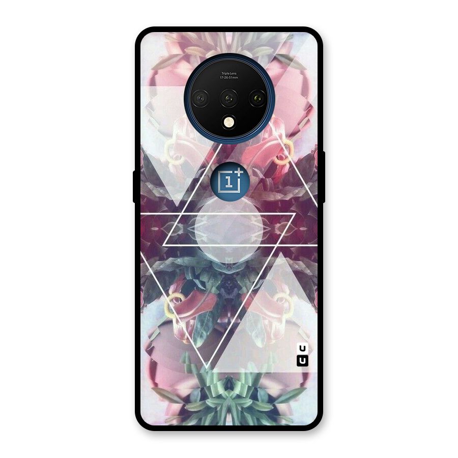 Floral Triangle Glass Back Case for OnePlus 7T