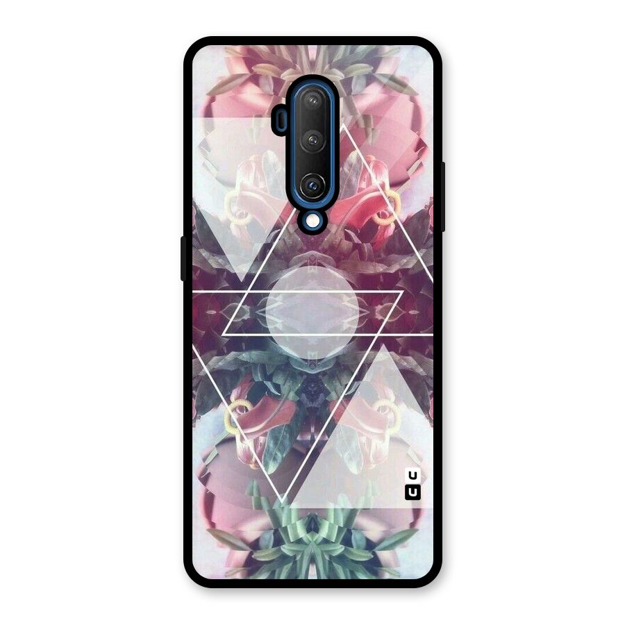 Floral Triangle Glass Back Case for OnePlus 7T Pro
