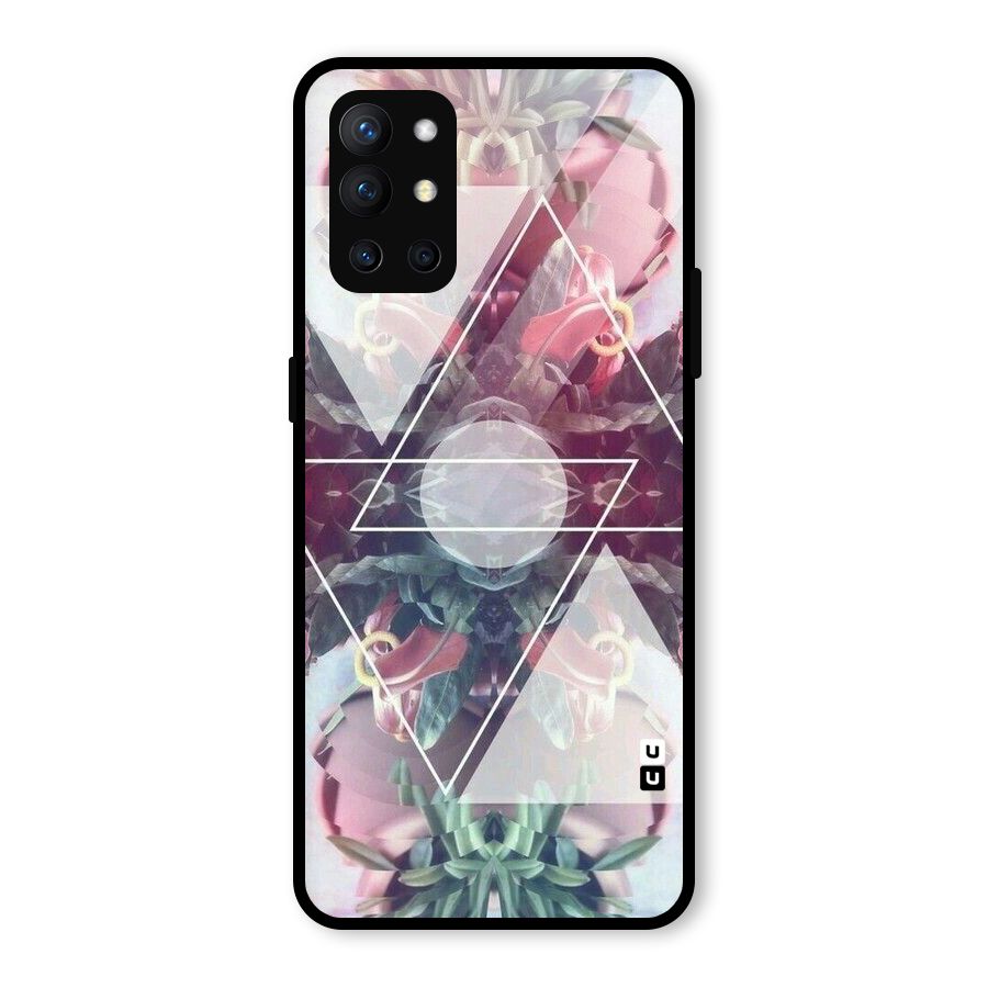 Floral Triangle Glass Back Case for OnePlus 9R