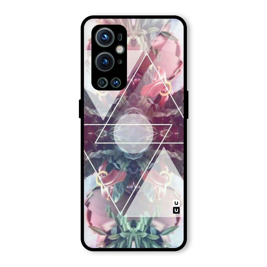 Floral Triangle Glass Back Case for OnePlus 9 Pro