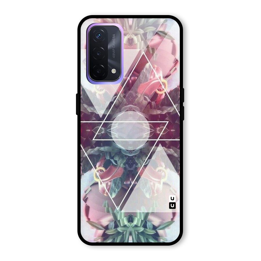 Floral Triangle Glass Back Case for Oppo A74 5G