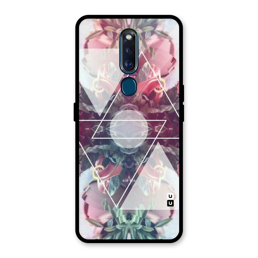 Floral Triangle Glass Back Case for Oppo F11 Pro