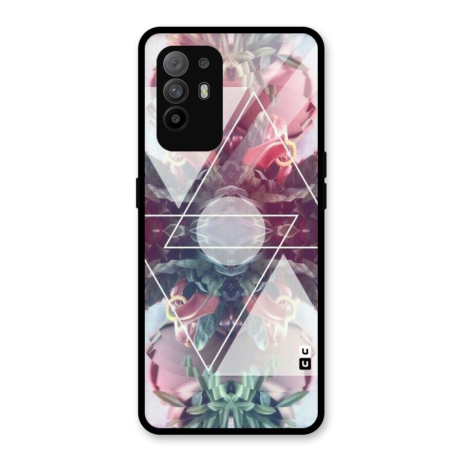 Floral Triangle Glass Back Case for Oppo F19 Pro Plus 5G