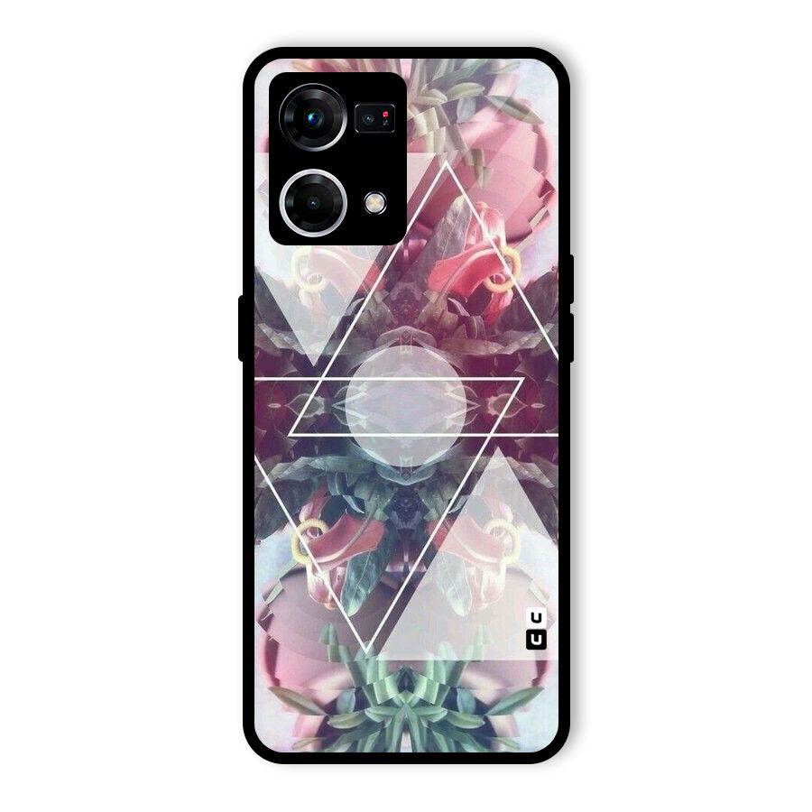 Floral Triangle Glass Back Case for Oppo F21s Pro 4G