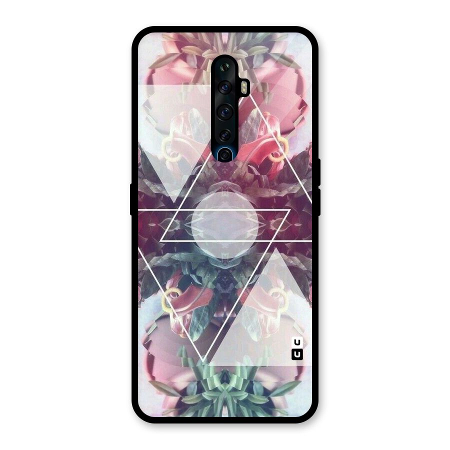 Floral Triangle Glass Back Case for Oppo Reno2 F