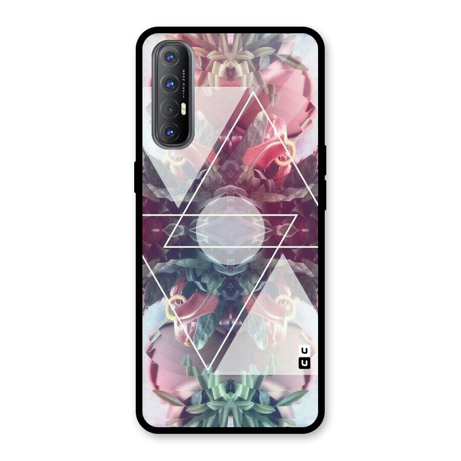 Floral Triangle Glass Back Case for Oppo Reno3 Pro