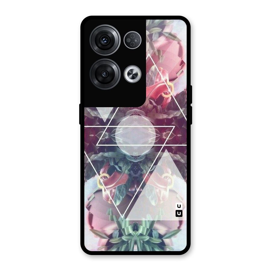 Floral Triangle Glass Back Case for Oppo Reno8 Pro 5G