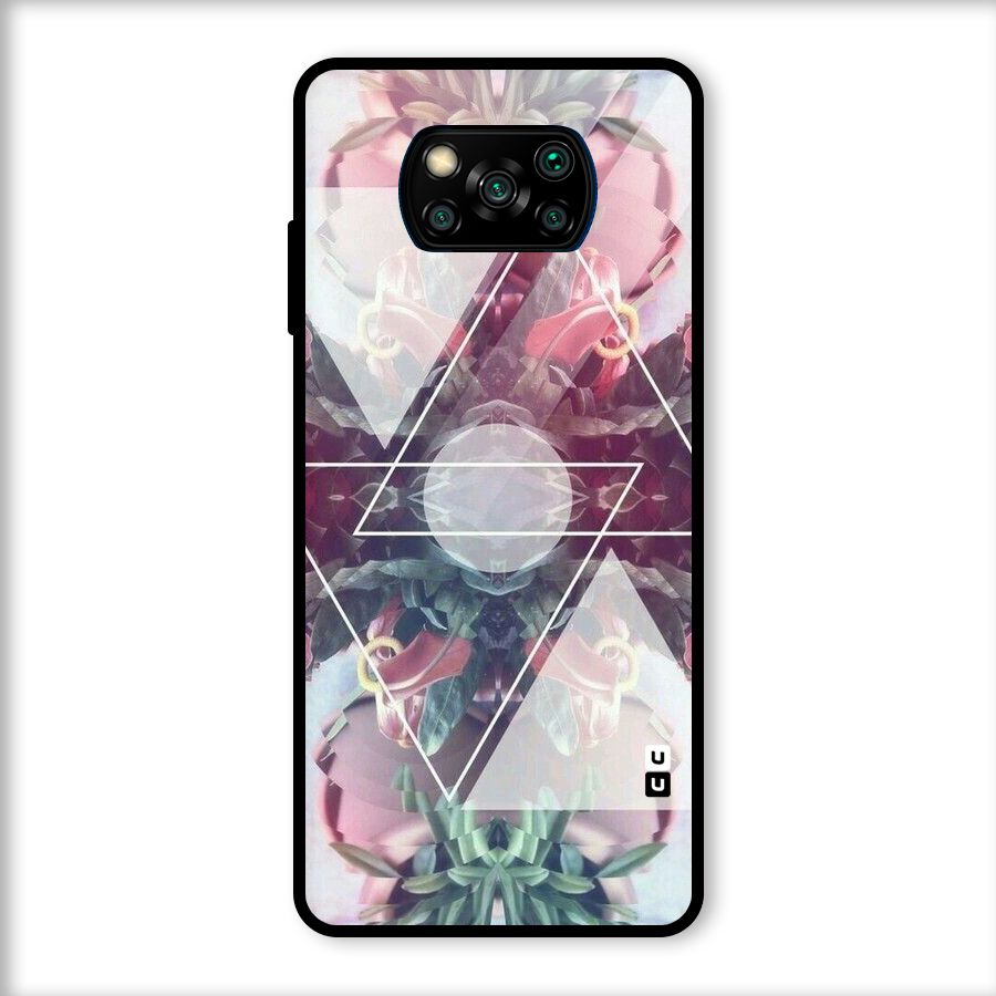 Floral Triangle Glass Back Case for Poco X3
