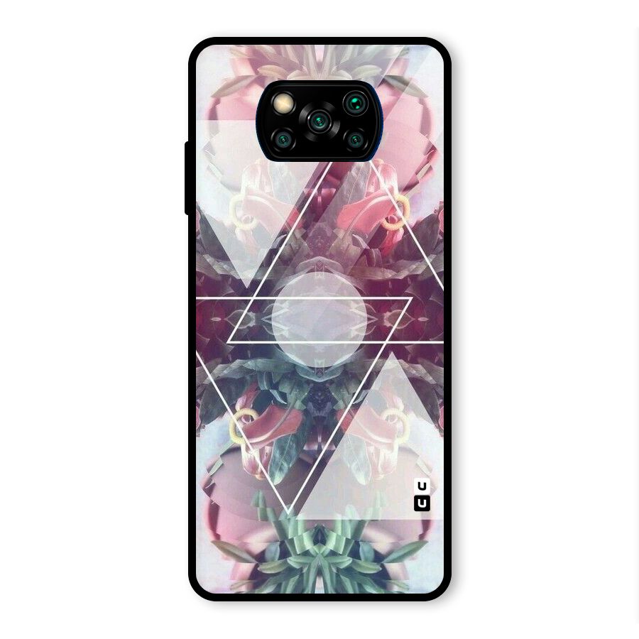 Floral Triangle Glass Back Case for Poco X3 Pro