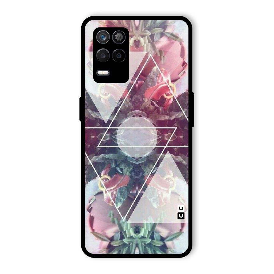 Floral Triangle Glass Back Case for Realme 9 5G