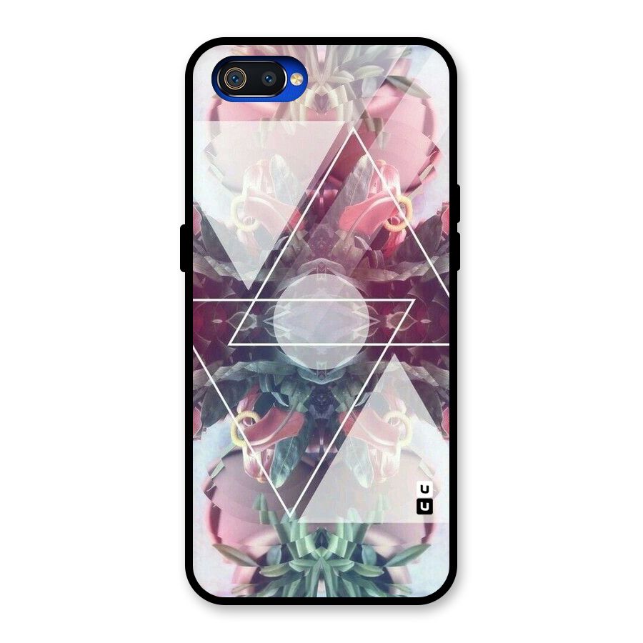 Floral Triangle Glass Back Case for Realme C2
