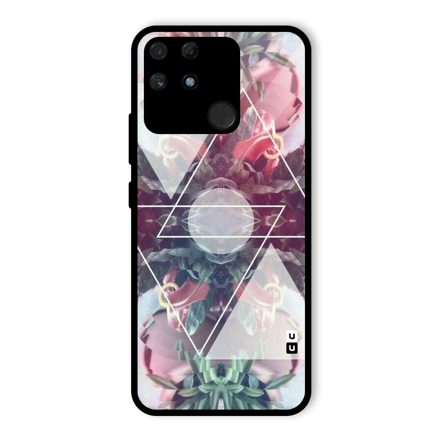 Floral Triangle Glass Back Case for Realme Narzo 50A