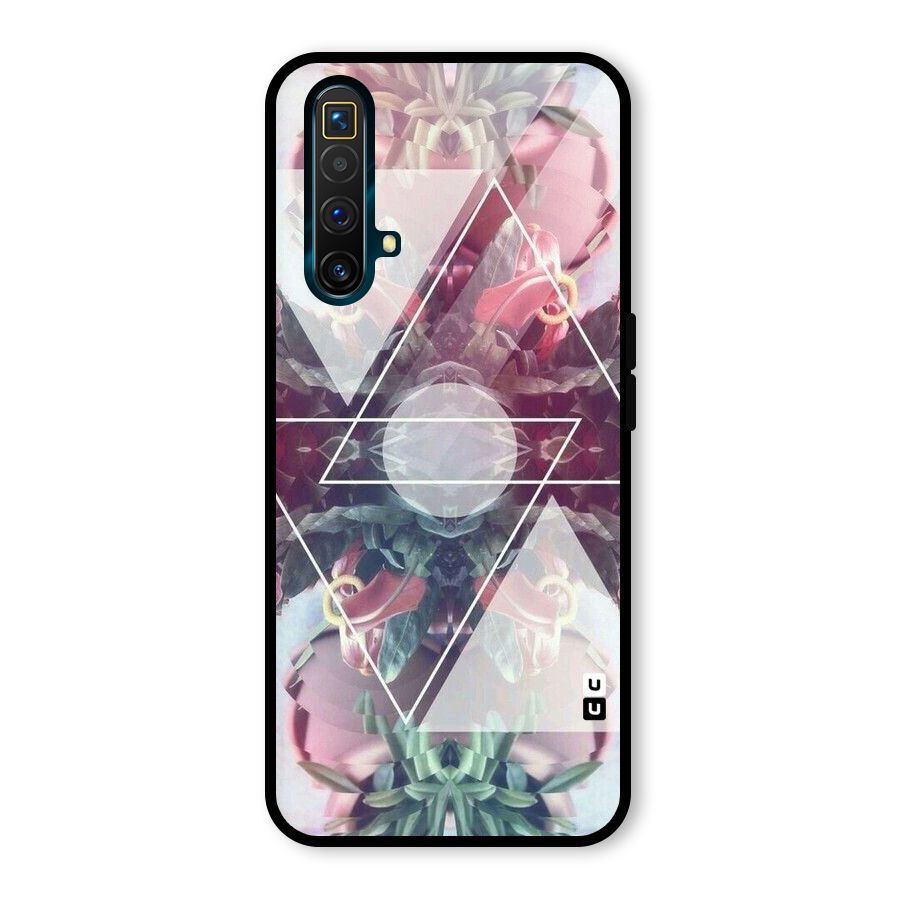 Floral Triangle Glass Back Case for Realme X3