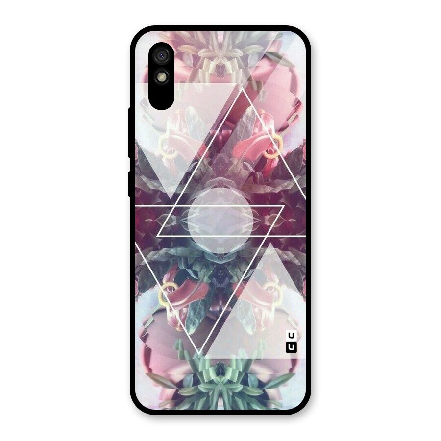 Floral Triangle Glass Back Case for Redmi 9A