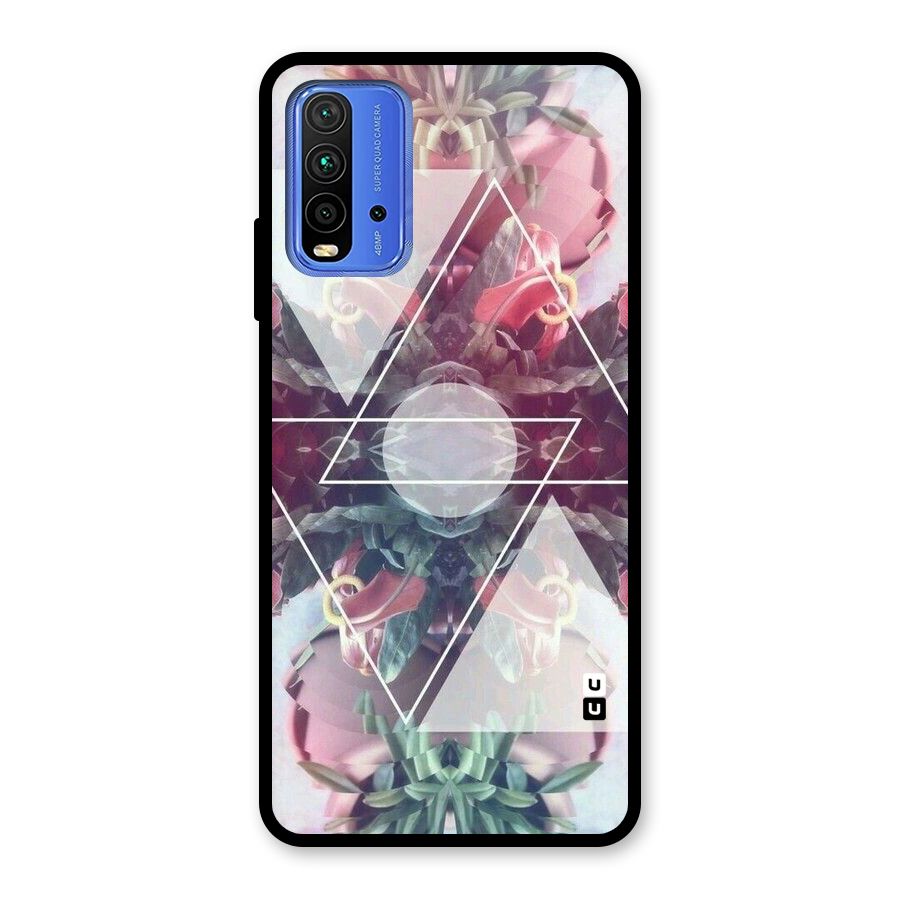 Floral Triangle Glass Back Case for Redmi 9 Power