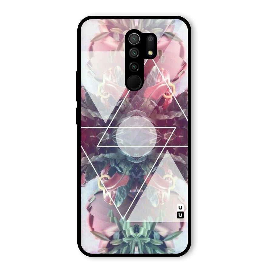 Floral Triangle Glass Back Case for Redmi 9 Prime