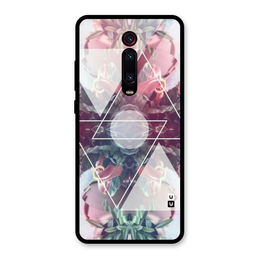 Floral Triangle Glass Back Case for Redmi K20