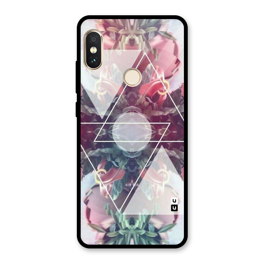 Floral Triangle Glass Back Case for Redmi Note 5 Pro