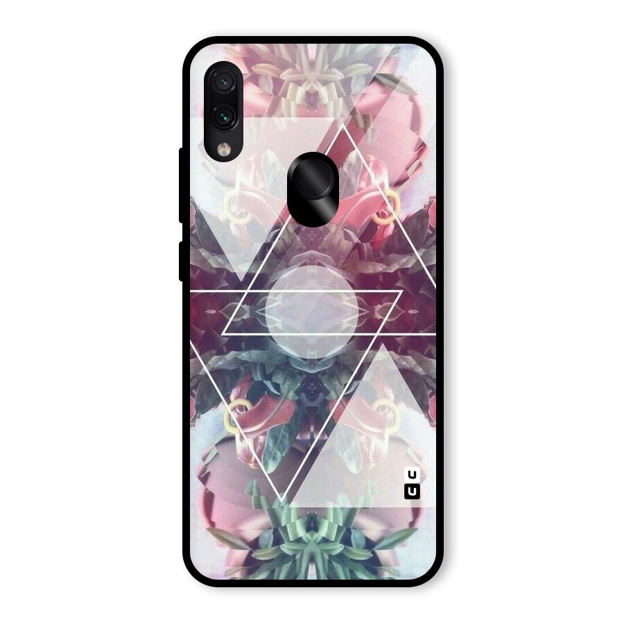 Floral Triangle Glass Back Case for Redmi Note 7S