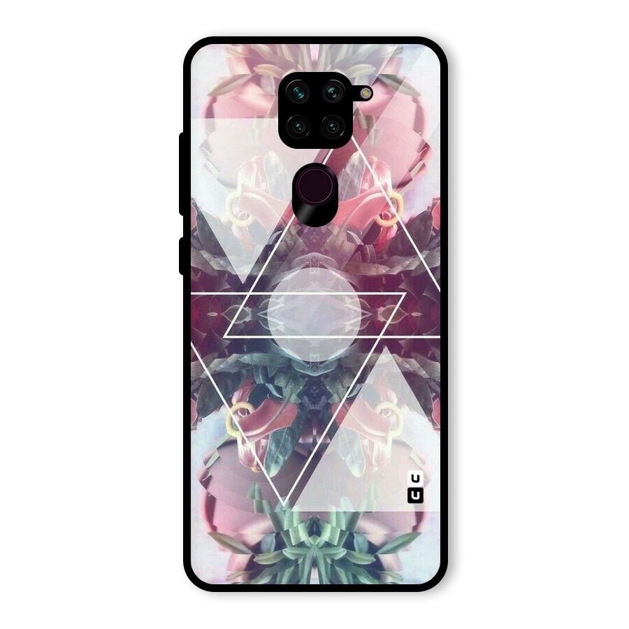 Floral Triangle Glass Back Case for Redmi Note 9