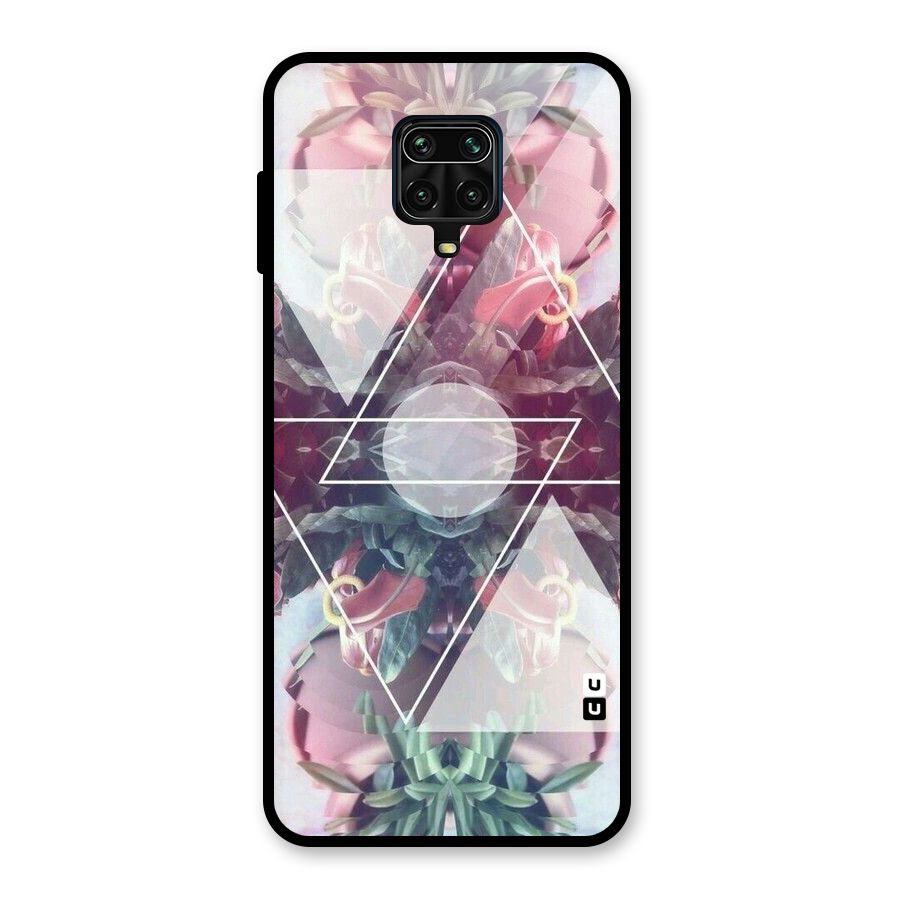 Floral Triangle Glass Back Case for Redmi Note 9 Pro