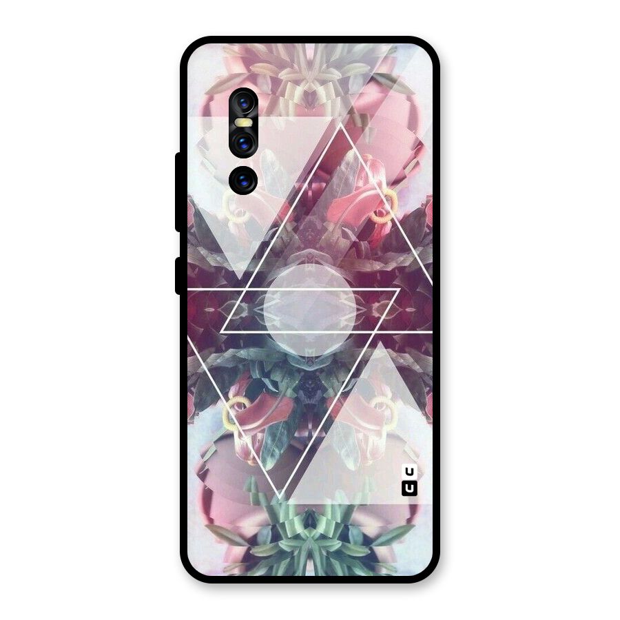 Floral Triangle Glass Back Case for Vivo V15 Pro