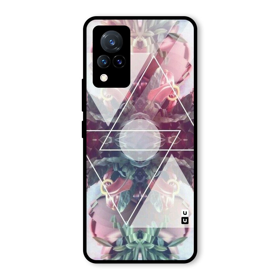 Floral Triangle Glass Back Case for Vivo V21 5G